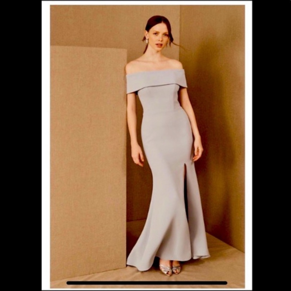 BHLDN Delice Off-the-Shoulder Crepe Dress Light BLUE
